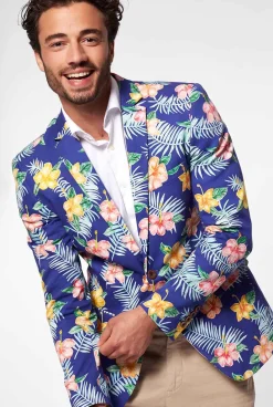 OppoSuits Deluxe Blazers^Tropical Flowers - Blue